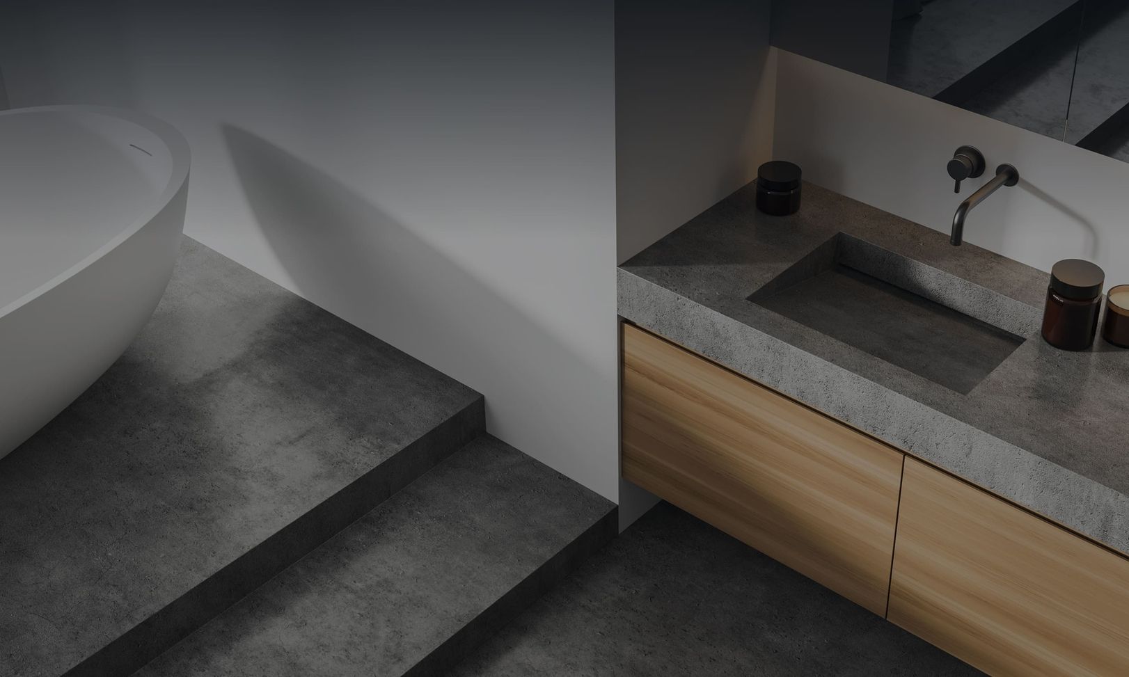 Modernes Badezimmer mit Waschtisch und Wandarmatur
